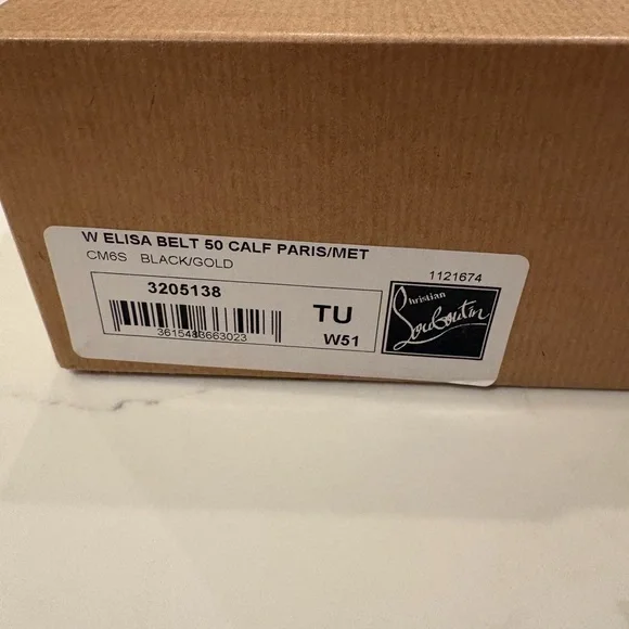 Christian Louboutin Black Belt with  Gold hardware New in Box - Picture 2 of 11